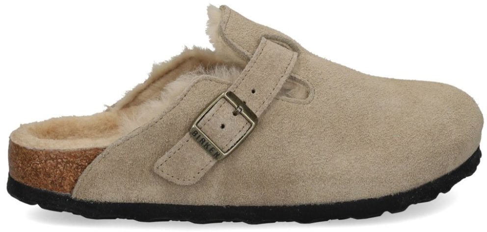 Birkenstock Shearling clogs 'Boston' Beige