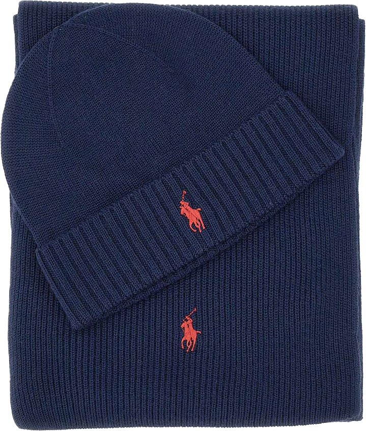 Ralph Lauren Sjaal Muts giftpack donkerblauw Blauw