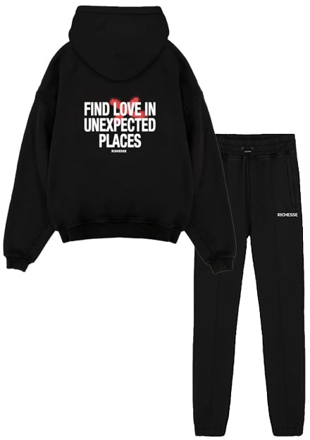 Richesse Unexpected Hoodie Black Tracksuit Zwart