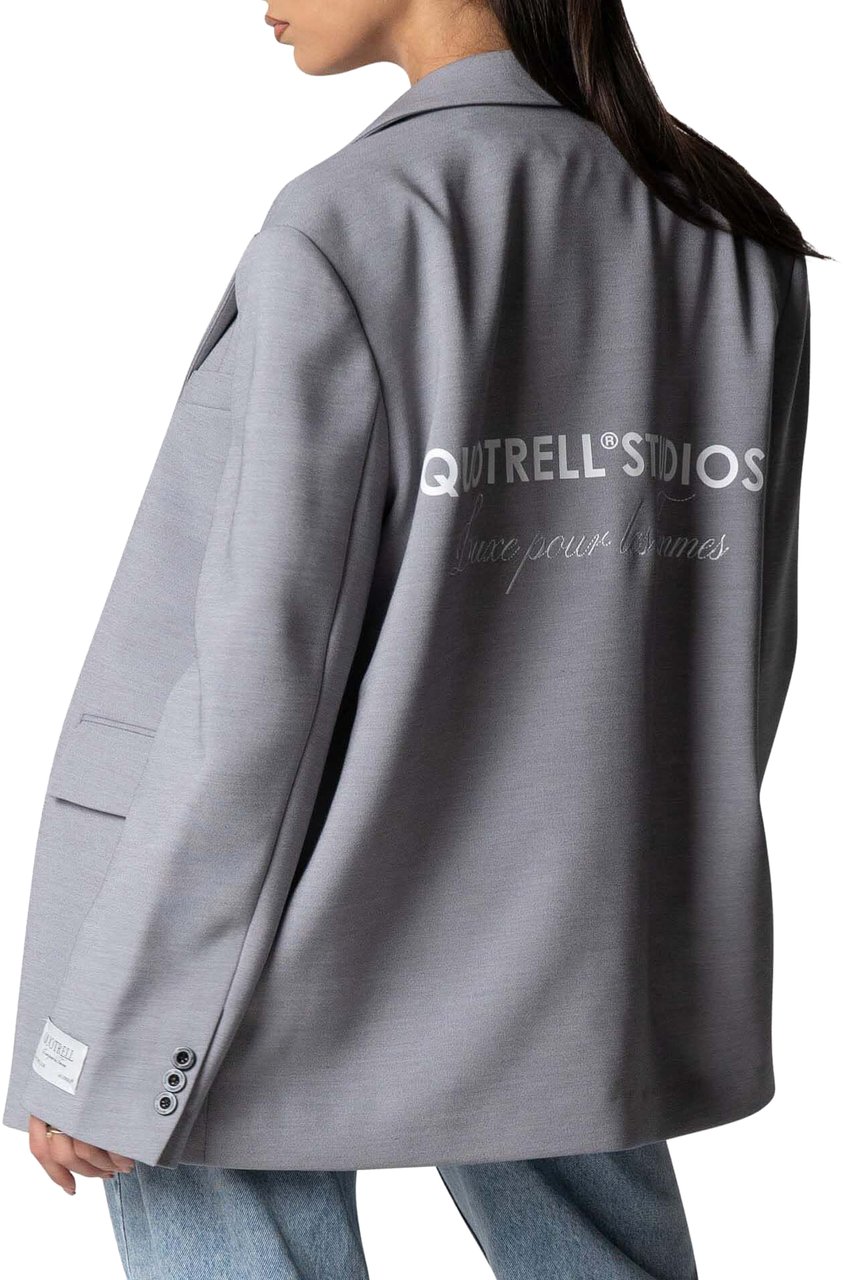 Quotrell Fee Oversized Blazer | Light Grey/white Grijs