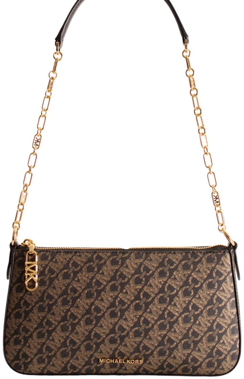 Michael Kors Empire Medium Chain Pouchette Blk/Palegold Divers