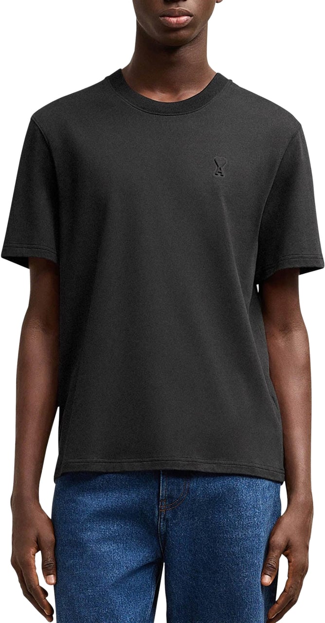 AMI Paris CLASSIC ADC EMBOSSE TSHIRT BLACK Zwart