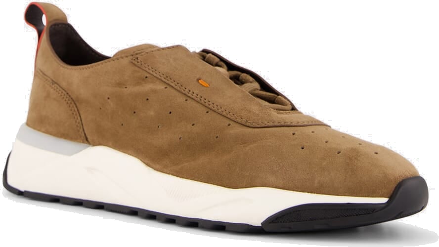 Santoni sneaker cognac suede Bruin