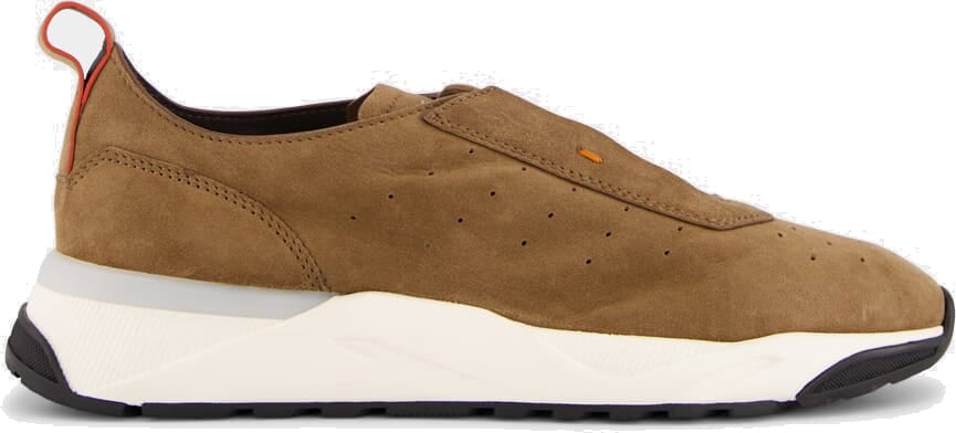 Santoni sneaker cognac suede Bruin