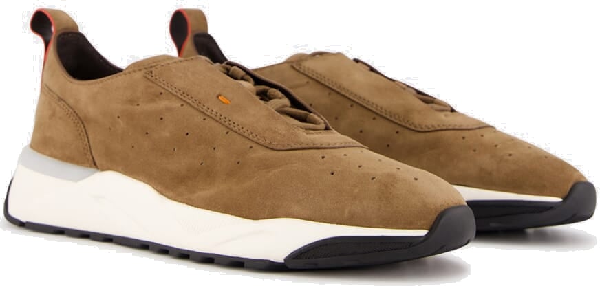 Santoni sneaker cognac suede Bruin