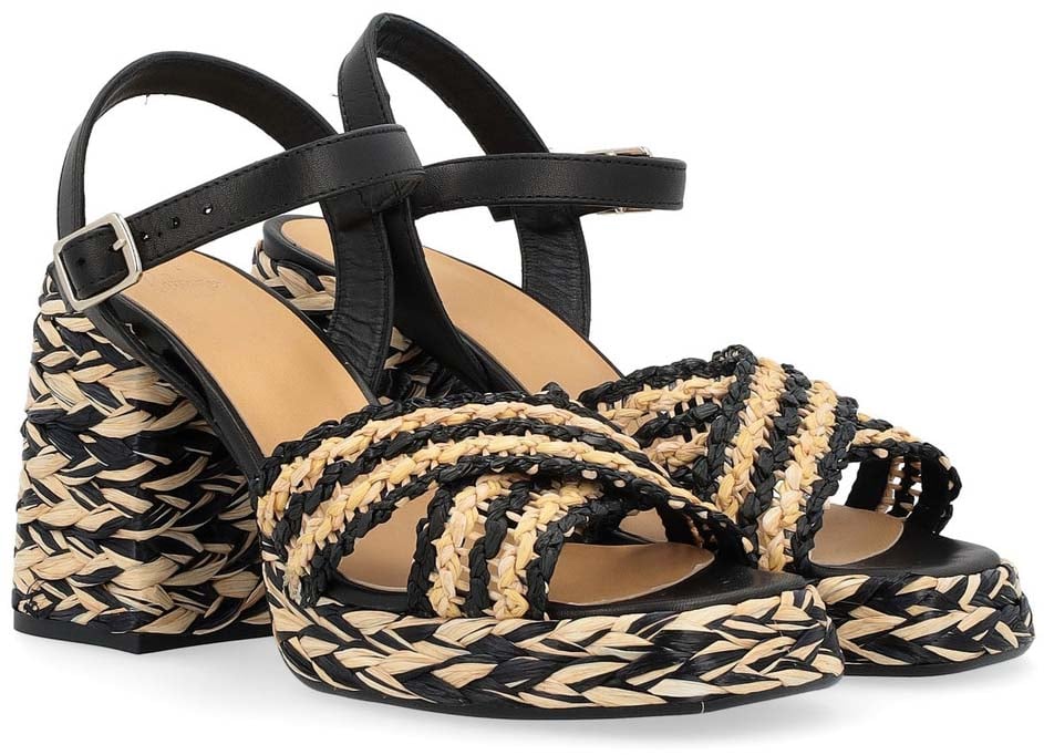 Castaner Valeria Rafia Woven Sandals Zwart