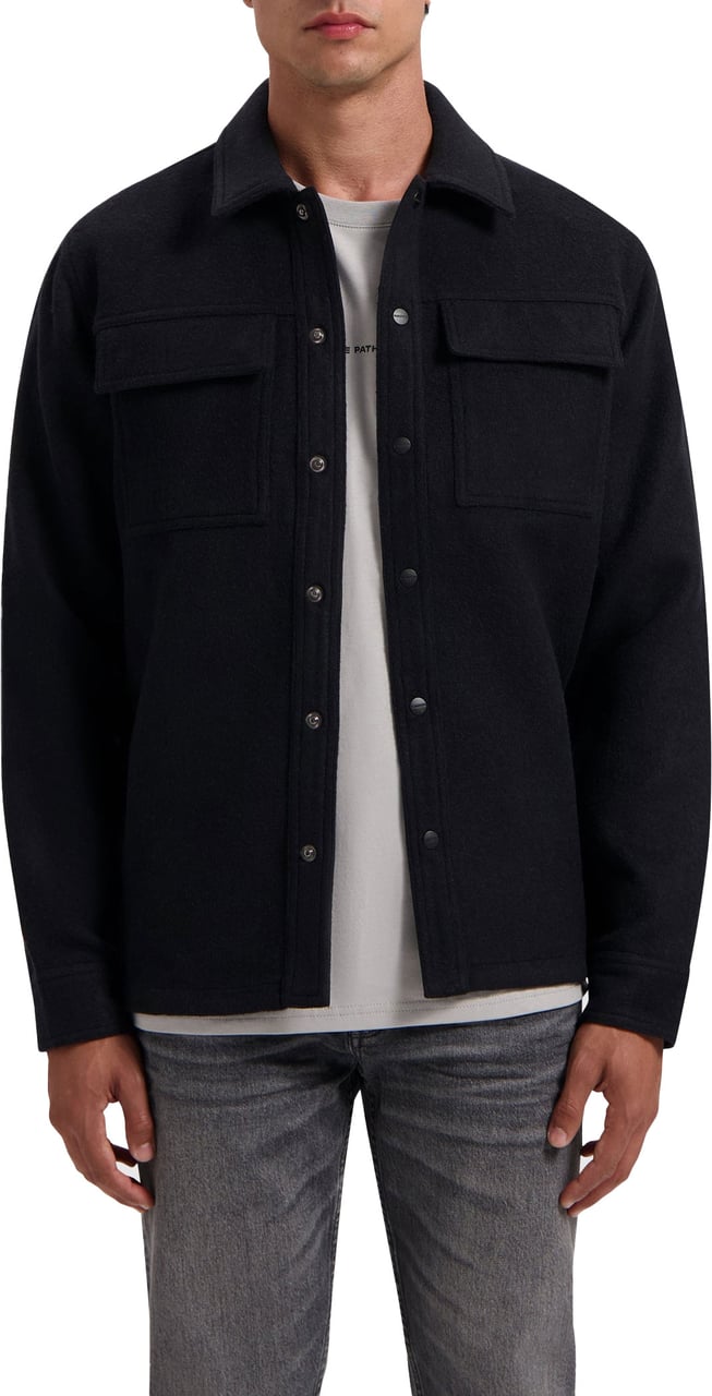 Pure Path Flannel Overshirt Black Zwart
