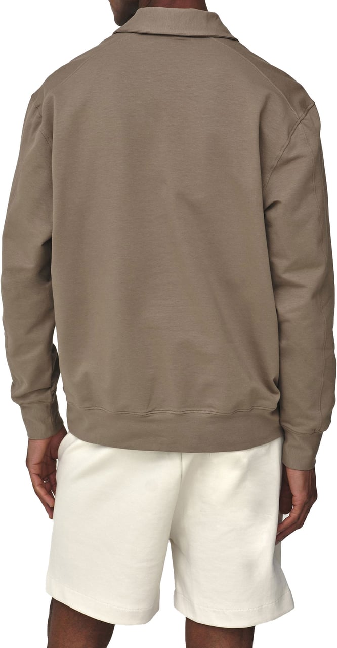 Valenza Cotton Polo Zip Sweater Lead Grey Grijs