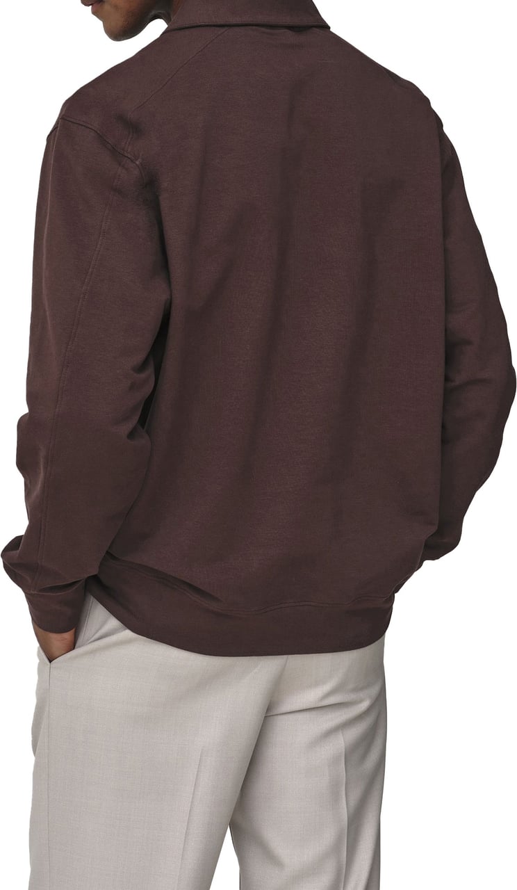 Valenza Cotton Polo Zip Sweater Ebony Brown Bruin