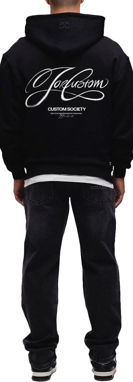 JORCUSTOM Signature Oversized Hoodie Black Zwart