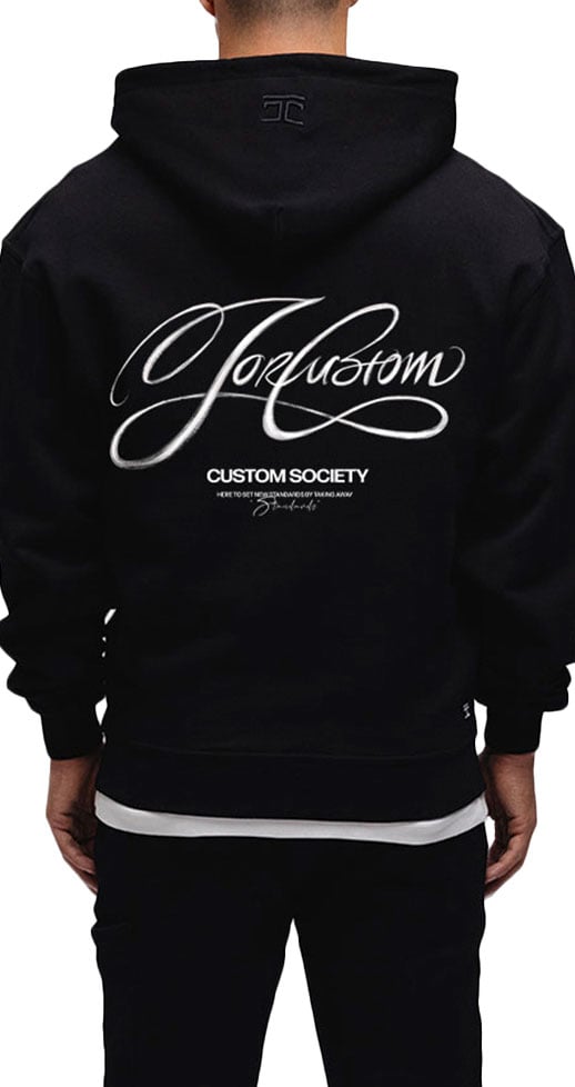 JORCUSTOM Signature Oversized Hoodie Black Zwart