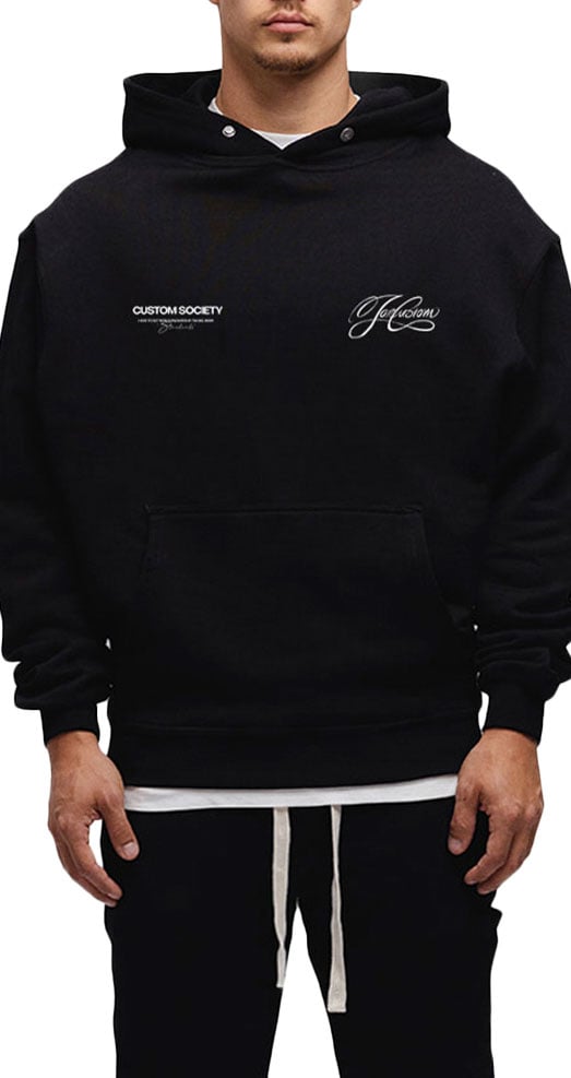 JORCUSTOM Signature Oversized Hoodie Black Zwart