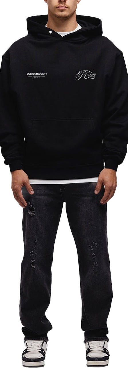 JORCUSTOM Signature Oversized Hoodie Black Zwart