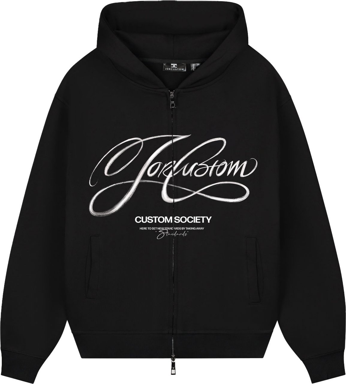 JORCUSTOM Signature Zipped Hoodie Black Zwart