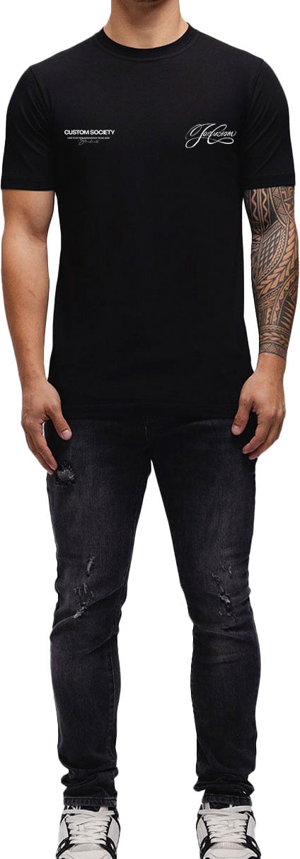 JORCUSTOM Signature Slim Fit T-Shirt Black Zwart