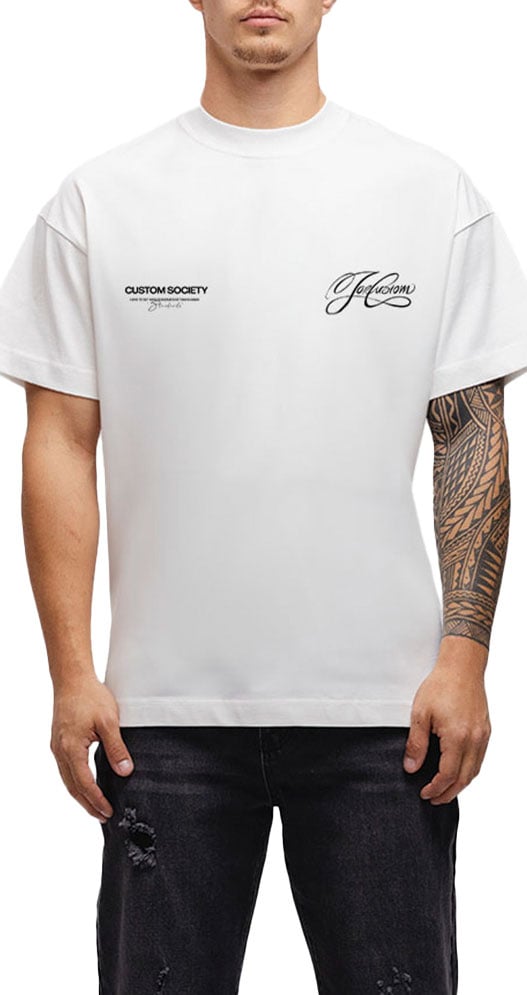 JORCUSTOM Signature Loose Fit T-Shirt White Wit