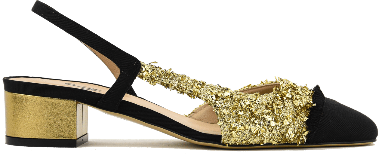 Paul Warmer Loulou Slingback Ballerina Gold Maxi Lurex Goud