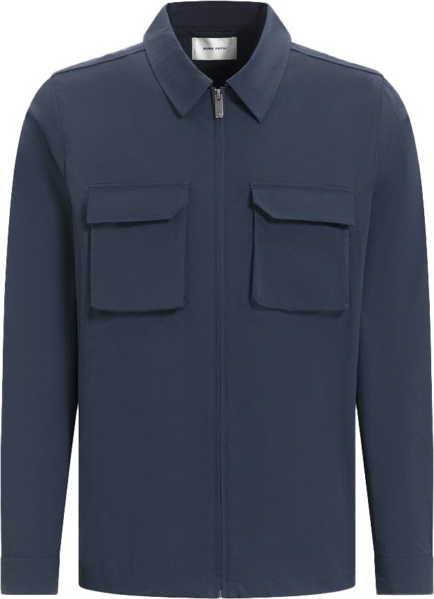 Purewhite Purewhite Shirt With Front Zipper And Chest Pockets Blauw