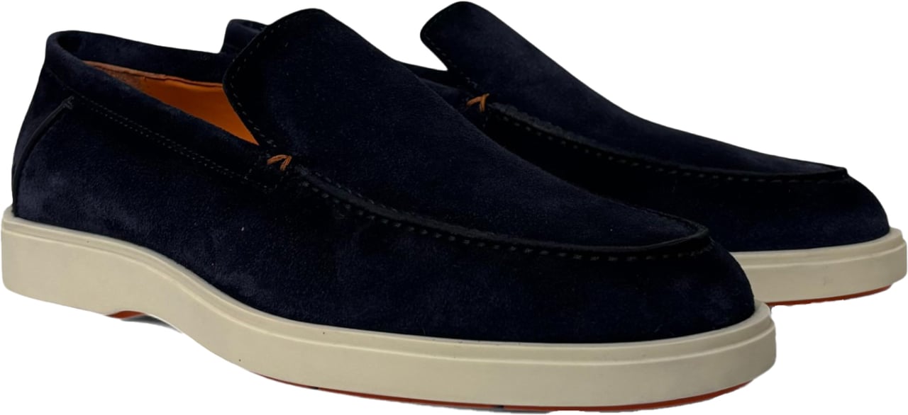 Santoni instapper laag navy Blauw