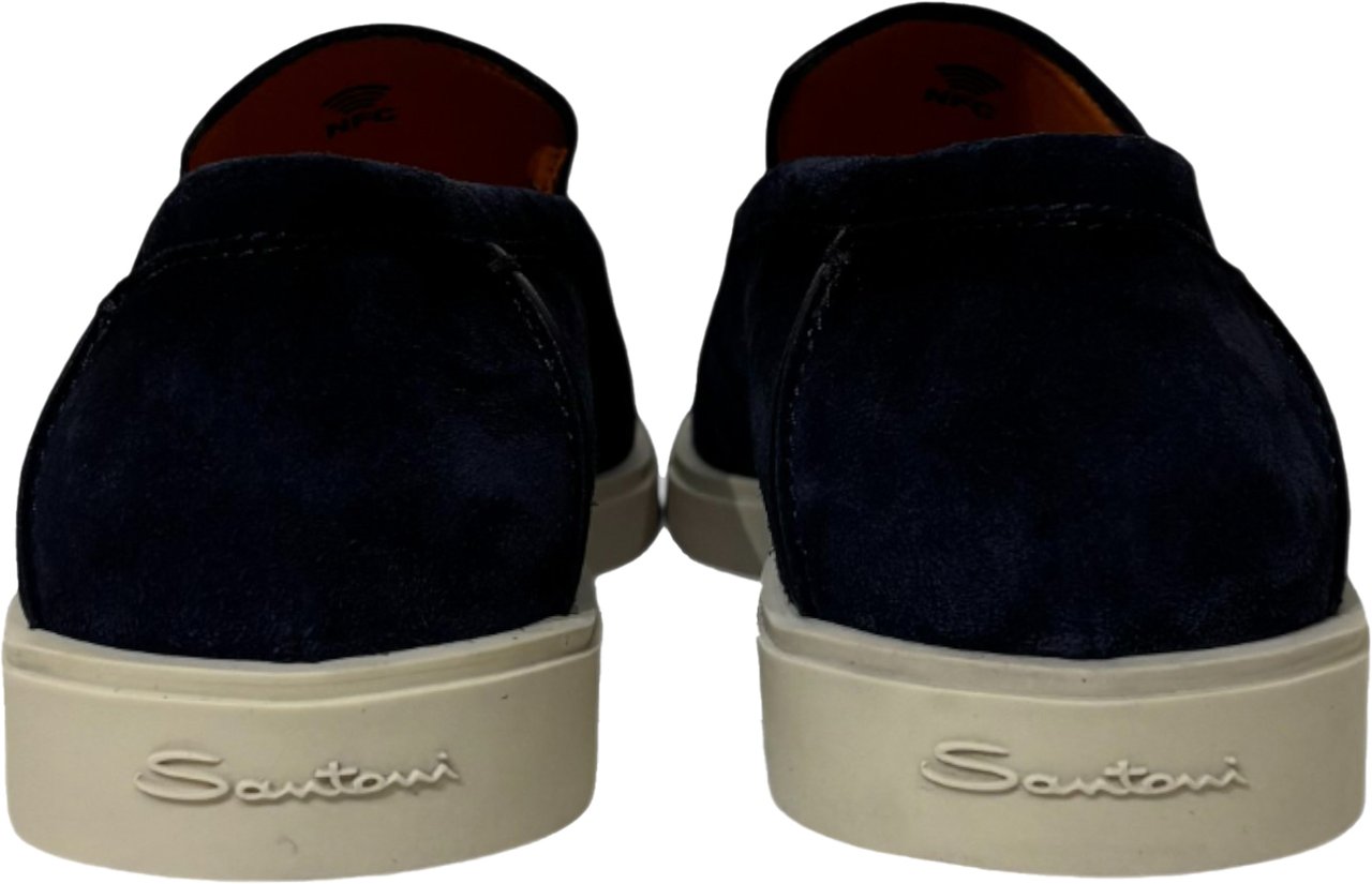 Santoni instapper laag navy Blauw