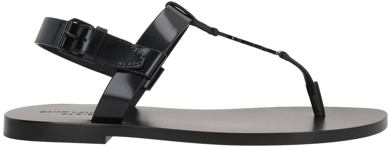 Saint Laurent Saint Laurent Cassandre 05 Flat Sandals Zwart