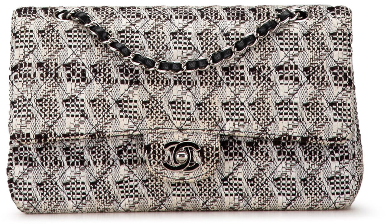 Chanel Medium Classic Tweed Double Flap Wit
