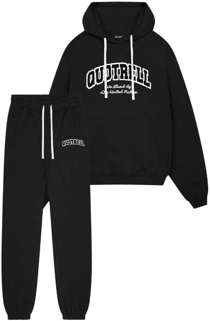 Quotrell University Set - Loose Fit | Black/white Zwart