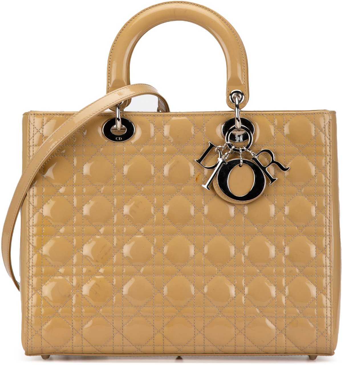 Dior Large Patent Cannage Lady Dior Bruin