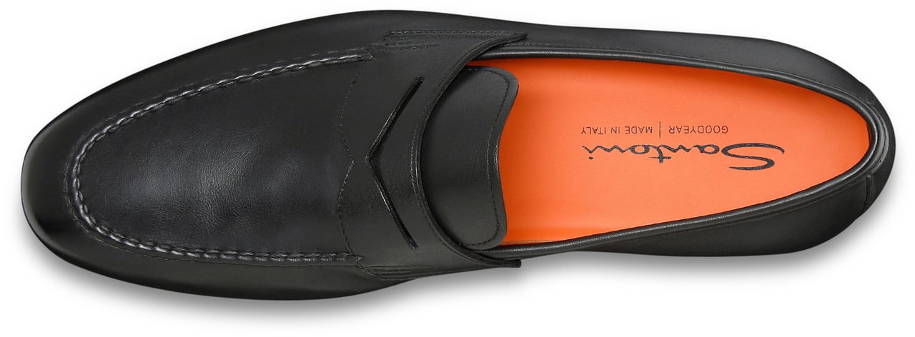 Santoni Men's polished leather penny loafer Wit