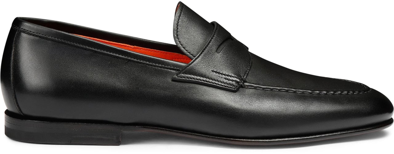 Santoni Men's polished leather penny loafer Wit