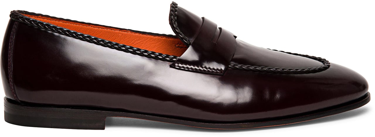 Santoni Men’s leather penny loafer Wit