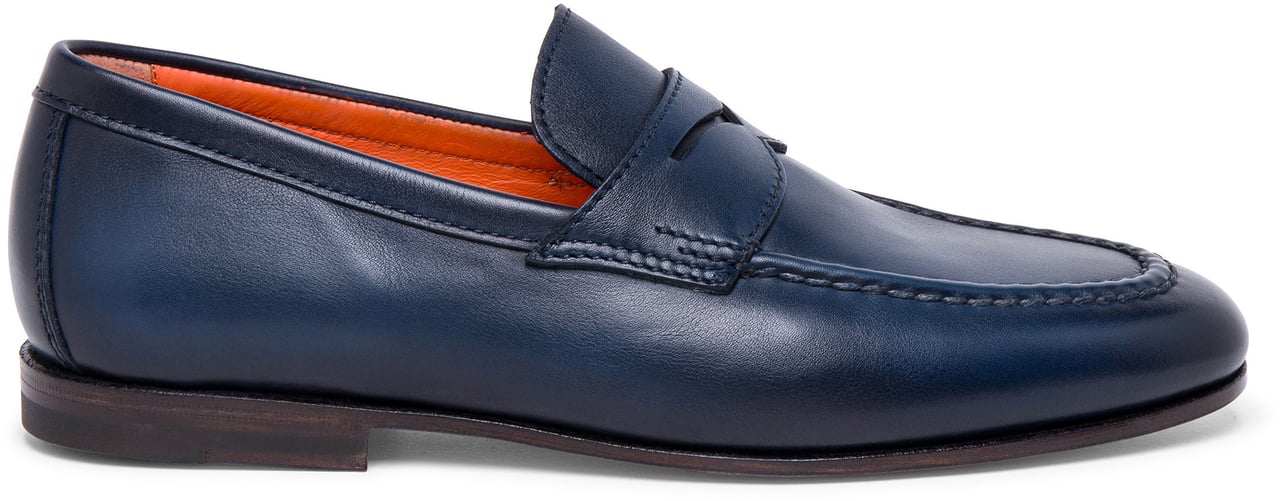 Santoni Men’s leather penny loafer Wit
