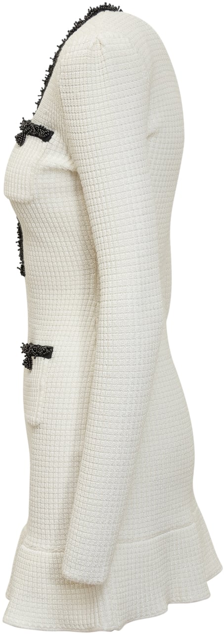 Self-Portrait Knit Mini Dress White Bianco Wit
