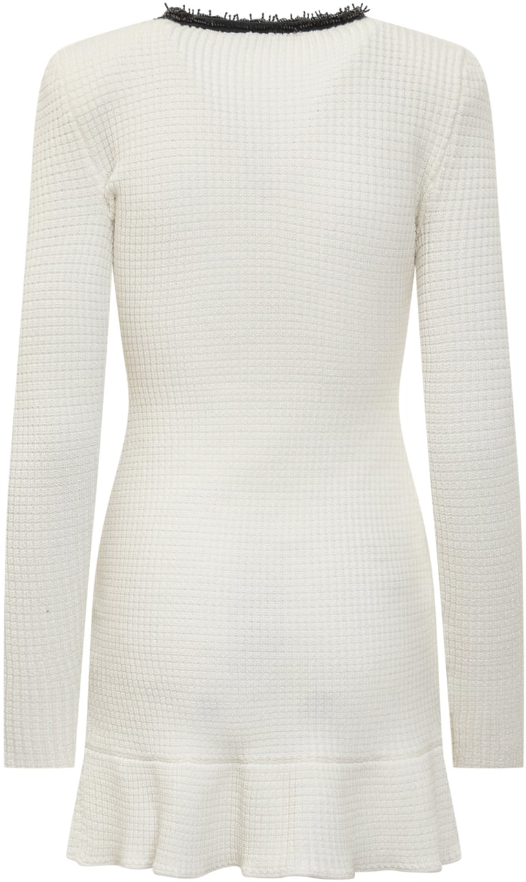 Self-Portrait Knit Mini Dress White Bianco Wit