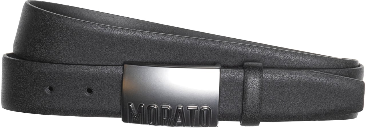 Antony Morato 35MM LEATHER BELT WITH PLAQUE. Zwart