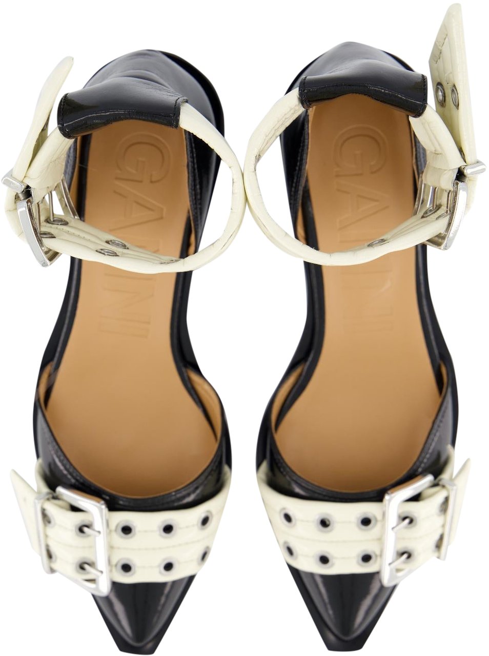 Ganni Dames Chunky Buckle Open Cut Zwart Zwart