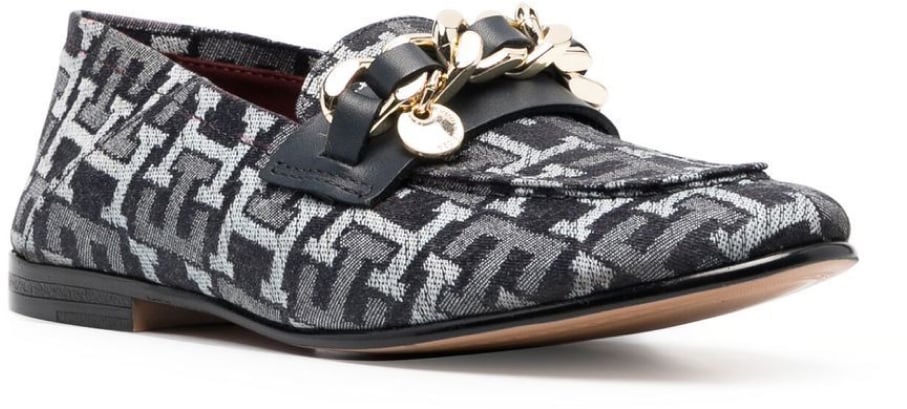 Tommy Hilfiger Chain Detail Monogram Denim Loafers Divers