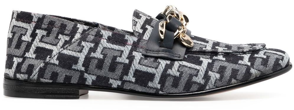 Tommy Hilfiger Chain Detail Monogram Denim Loafers Divers