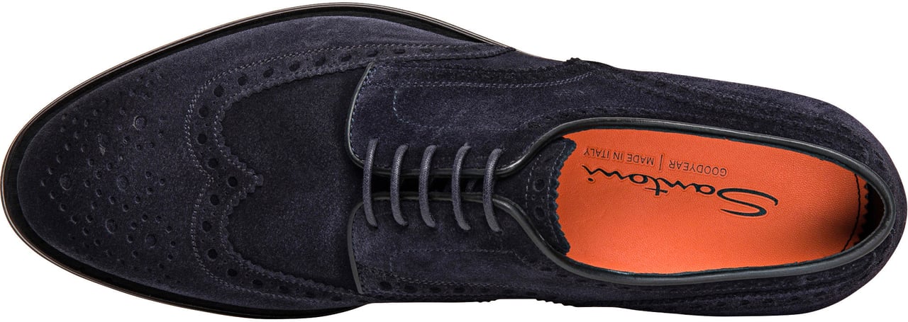Santoni Flat Shoes Blue Blauw