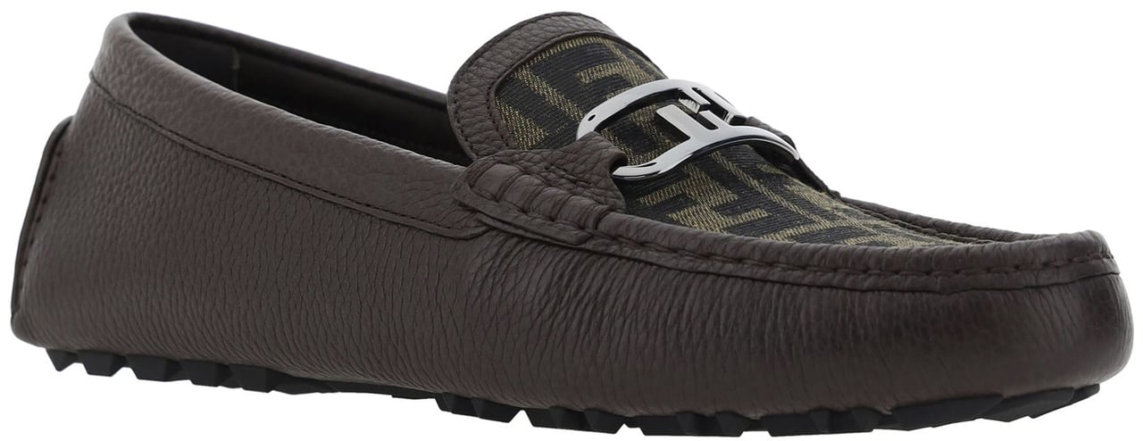 Fendi Fendi Leather Monogram Loafers Bruin