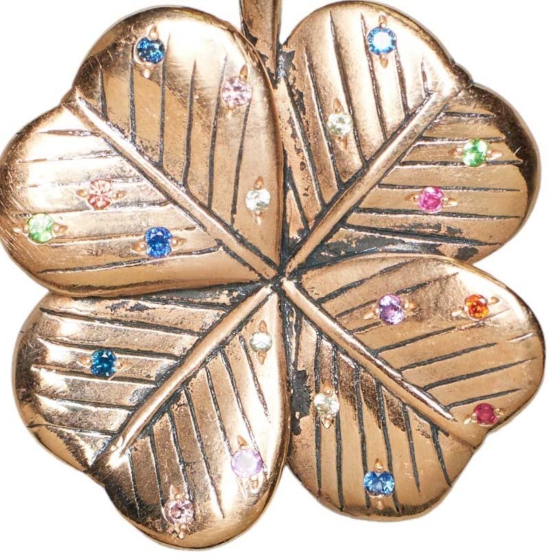 Catherine Michiels Pendentif Bronze trefle Clover Saphirs multi diamants tsavorite 0155BR Catherine Michiels Divers