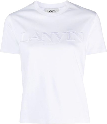 Lanvin T-shirt con logo ricamato Wit