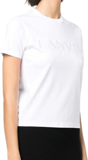 Lanvin T-shirt con logo ricamato Wit