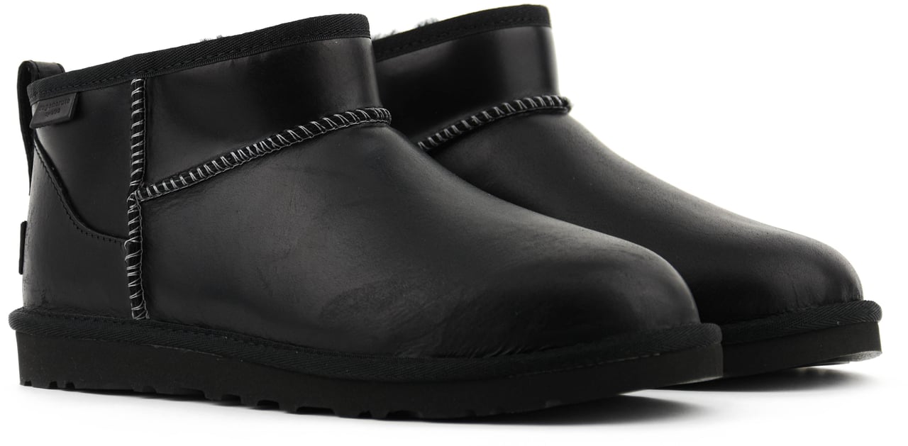 UGG Classic Ultra Mini Leather Regen Black Zwart