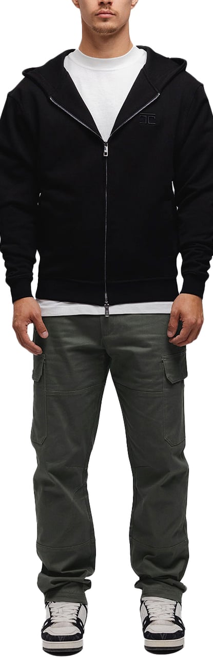 JORCUSTOM Outline Zipped Hoodie Black Zwart