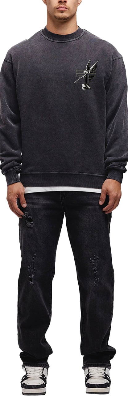 JORCUSTOM NoMercy Crewneck Sweater AcidGrey Grijs
