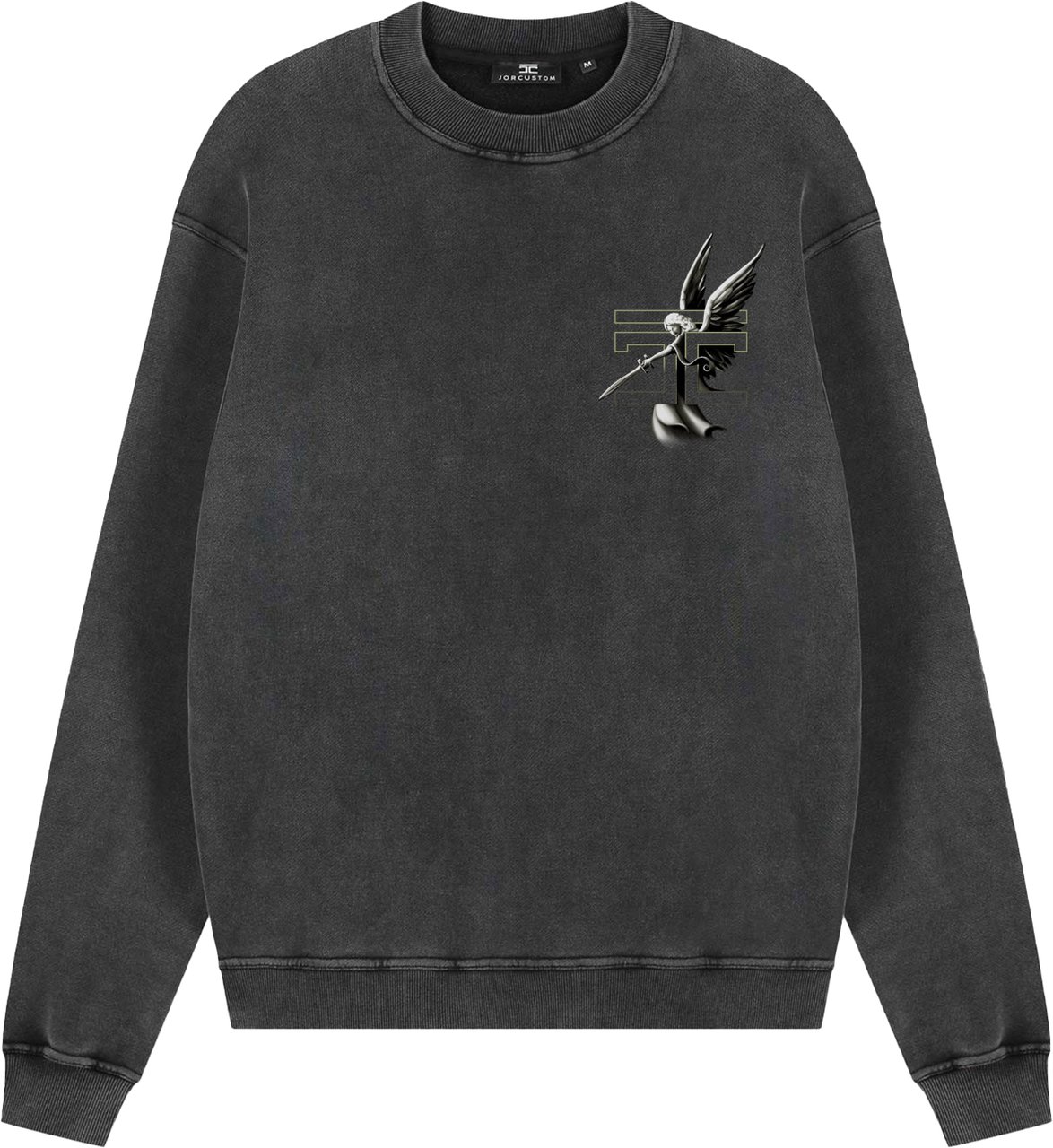 JORCUSTOM NoMercy Crewneck Sweater AcidGrey Grijs