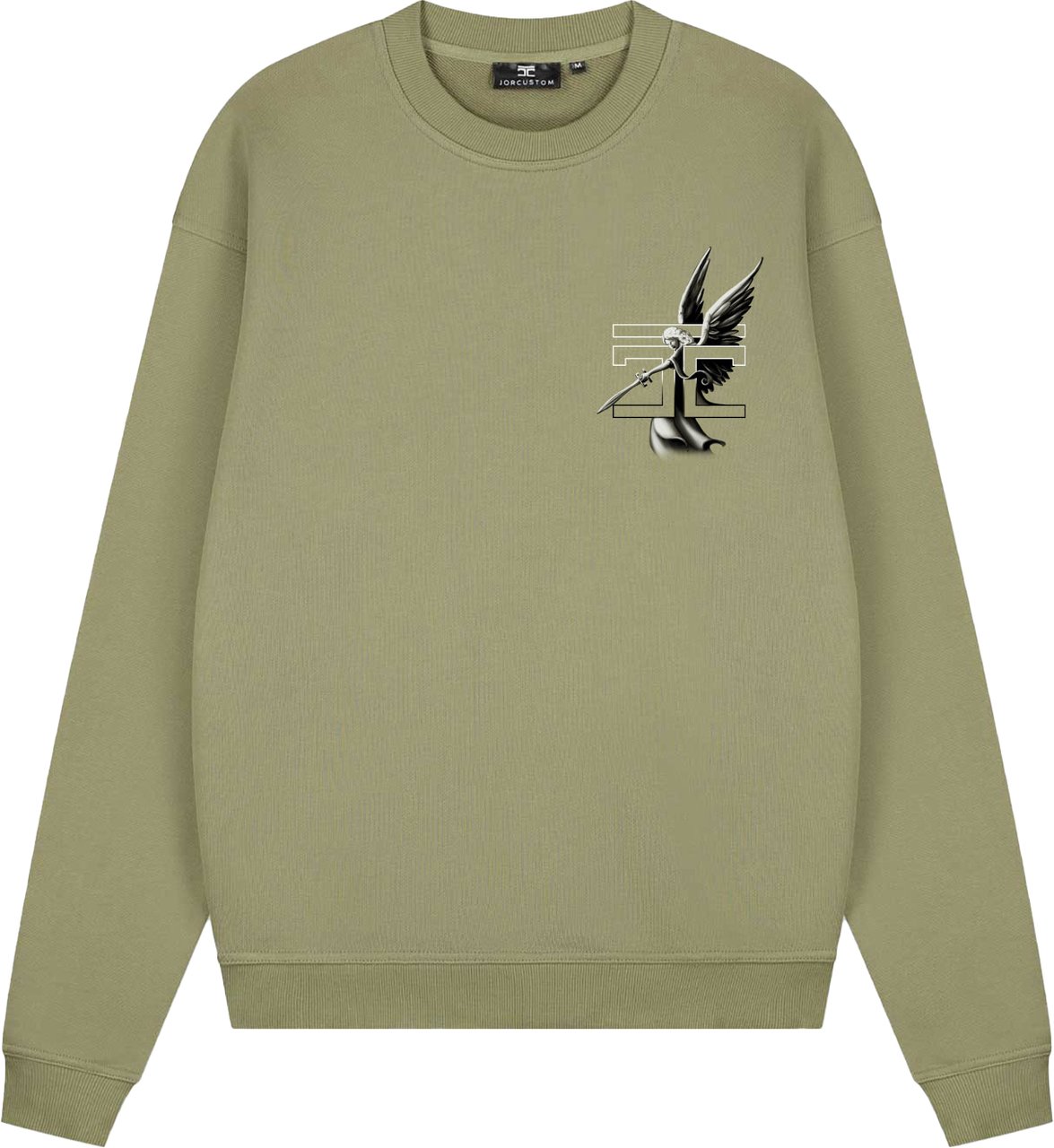 JORCUSTOM NoMercy Crewneck Sweater Olive Groen