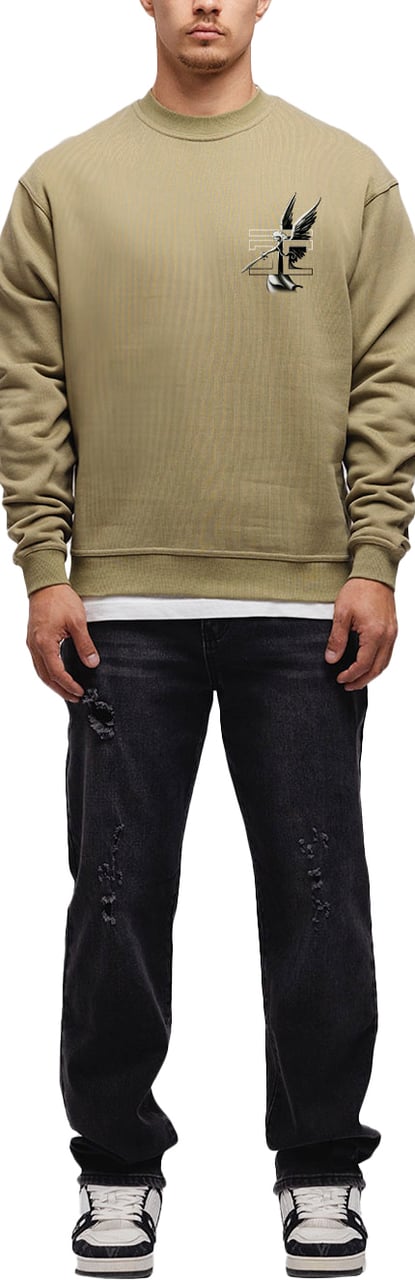 JORCUSTOM NoMercy Crewneck Sweater Olive Groen