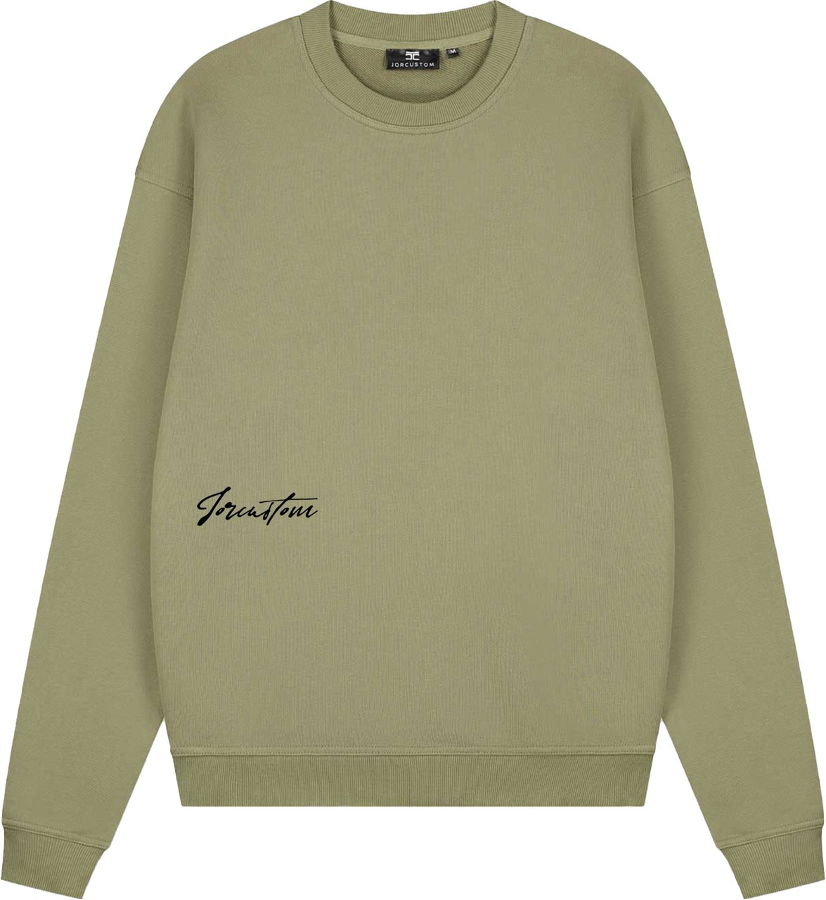 JORCUSTOM Outline Crewneck Sweater Olive Groen